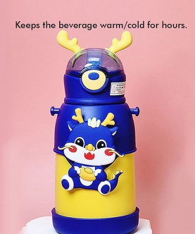 Blue Lucky Dragon Theme Kids Water Bottle,500Ml