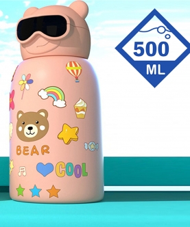Diy Sticker Pink Specsy Ted Kids Water Bottle,500Ml