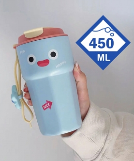 Fun Emoji Blue Vacuum Insulated Travel Tumbler,450Ml