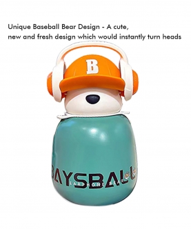 Green Baseball Bear Kids Water Bottle,460Ml