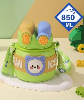 Green 2 Way Lid Style Icecream Theme Kids Water Bottle,850Ml