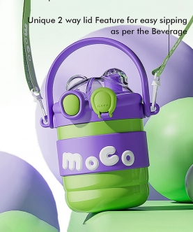 Green & Purple 2 Way Lid Style Moco Kids Water Bottle,600Ml