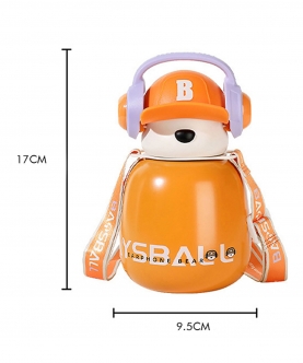 Orange Baseball Bear Kids Water Bottle,460Ml