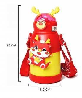 Orange Lucky Dragon Theme Kids Water Bottle,500Ml