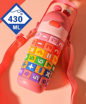 Pink Maths Wizard Theme Stainless Steel Water Bottle,430Ml