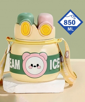 2 Way Lid Style Icecream Theme Kids Water Bottle,850Ml