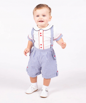 Blue & White Baby Shorts Set