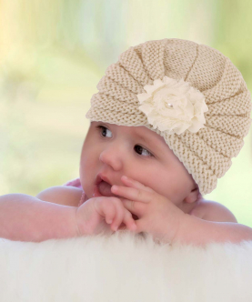 Baby Moo Floral Cream Turban Cap