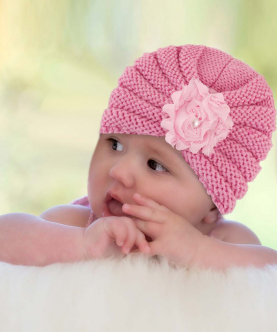 Baby Moo Floral Pink Turban Cap