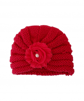 Baby Moo Floral Red Turban Cap