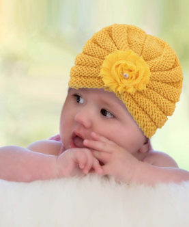 Baby Moo Floral Yellow Turban Cap