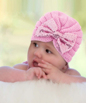 Baby Moo Partywear Pink Turban Cap