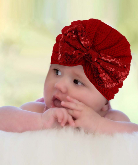 Baby Moo Partywear Red Turban Cap