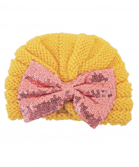 Baby Moo Partywear Yellow And Pink Turban Cap