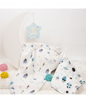 Cotton Swaddle - House Cycle Tree + Space Theme - 2 Pack