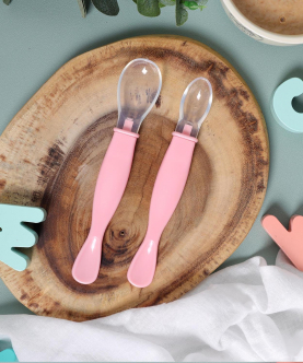 Baby Pink Soft Silicone Spoon - 2 Pack