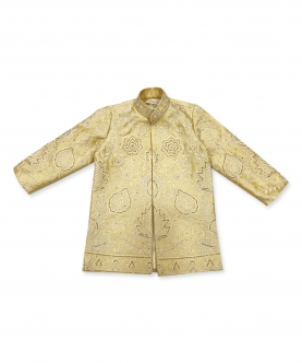 Golden leather applique kurta set