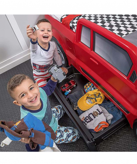 Step2 Turbocharged Twin Truck Kids Bed, Red