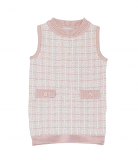Girls Pink Knitted Soft Dress & Jacket Set