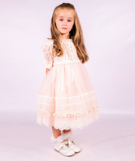 Girls Embroidered Tulle Dress 