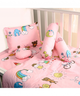 Baby Pink 5pc Quilted Bedding Set