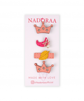 Nadoraa Forest Princess Pink Clip Set- Pack Of 4