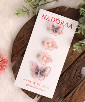 Nadoraa Pink Pearl Hairclips-(Pack Of 4)