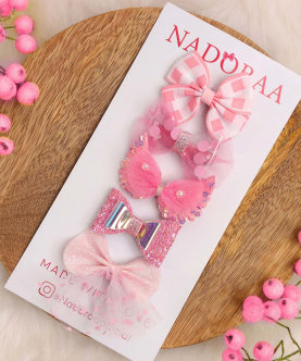 Nadoraa Rosy Blush Hairclips-(Pack Of 5)