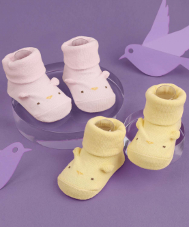 Kicks & Crawl-Lightweight Baby Socks Pink & Yellow -2 Pack