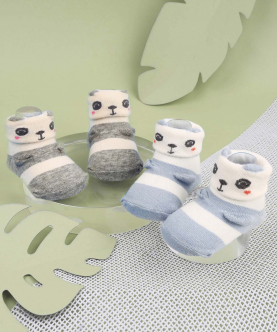 Kicks & Crawl-Cuddly Panda Blue & Grey Socks-2 Pack