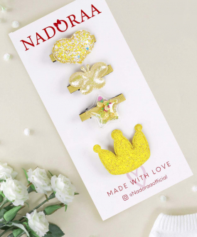 Nadoraa Butterfly Baby Yellow Hairclips-4 Pack