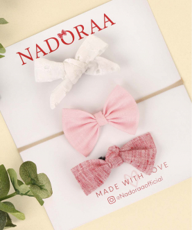 Nadoraa Bubble Pink Clip And Headband Set-3 Pack