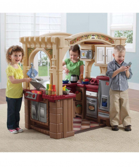 Step2 Grand Walk-In Kitchen & Grill | Large Kids Kitchen Playset Toy | Play Kitchen with 103-Pc Play Kitchen Accessories Set Included