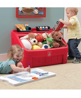 Step2 2-in-1 Kids Toy Box & Art Lid, Red
