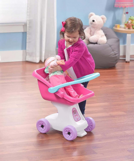 Step2 Love and Care Doll Stroller Toy, Off White/Pink