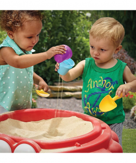 Crabbie Sand Table for Toddlers - Durable Outdoor Kids Activity Game Sandbox Toys with Lid and Accessory Set