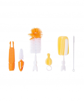 Baby Moo Premium Orange Set Of 5 Bottle And Nipple Cleaning Brushes