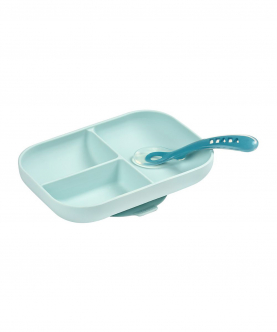 Silicone Suction Divided Plate with 2nd Stage Spoon