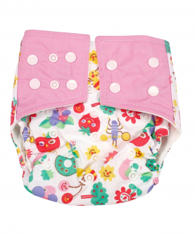 Baby Moo Fruity Fun Pink And Multicolour Reusable Diaper