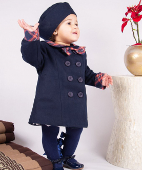 Girls Navy Blue Set With Coat And Hat