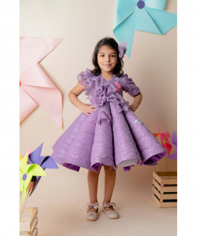 Purple Sequins Structured Dress
