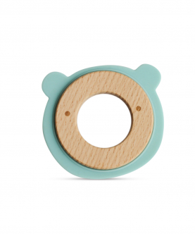 Wood + Silicone Disc Teether- Bear