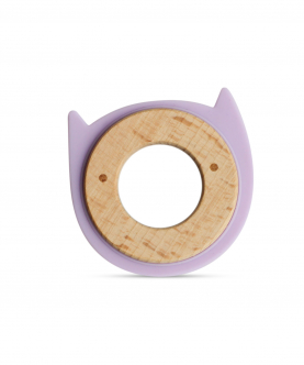 Wood + Silicone Disc Teether- Kitty