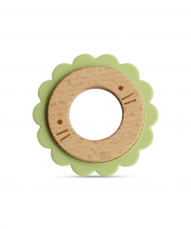 Wood + Silicone Disc Teether- Lion