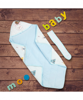 Baby Moo Bunny Blue Hooded Wrapper