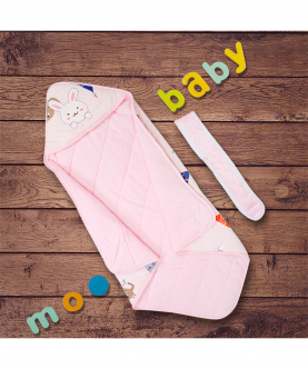 Baby Moo Bunny Pink Hooded Wrapper