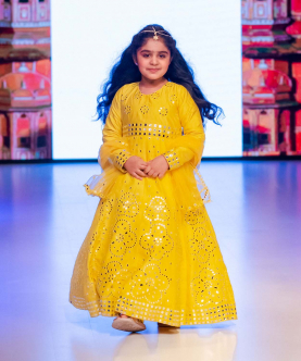 Yellow Mirror Embellished Anarkali