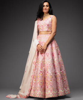 Ivory Embroidered Lehenga And Choli With Dupatta For Women