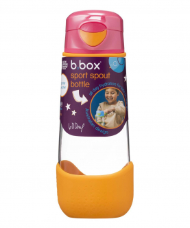 b.box Tritan Sport Spout Drink Bottle 600ml-Strawberry Shake Pink Orange