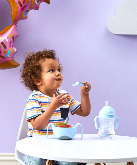 Toddler Fork & Spoon Cutlery Set - Bubblegum Light Blue  